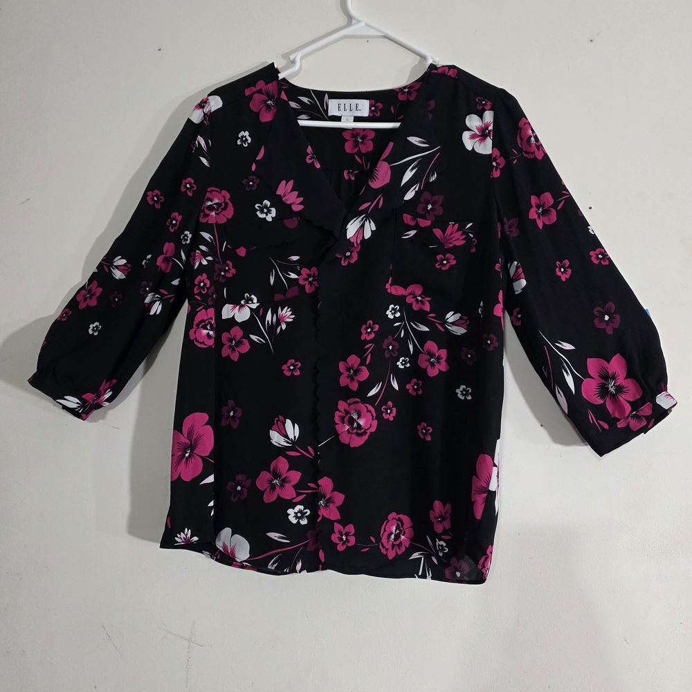 Elle Black Floral Women's Top